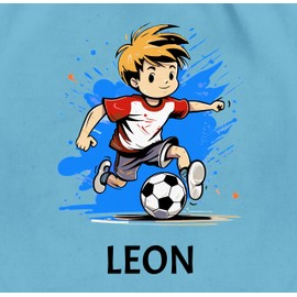 Geschenk mit Namen personalisiert by Shirtracer - Gym Bag Backpack - Football Boy Footballer Gift Children's Name, 01 Light Blue, Unit size