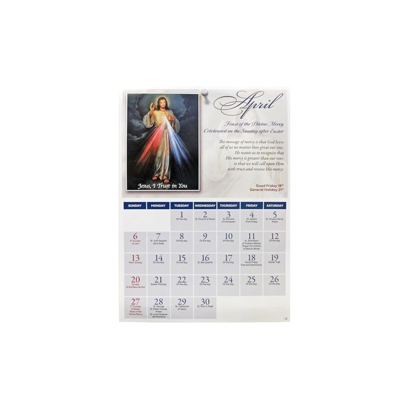 2025 Calendar Religious Church Art Wall Calendar with Bible Verses