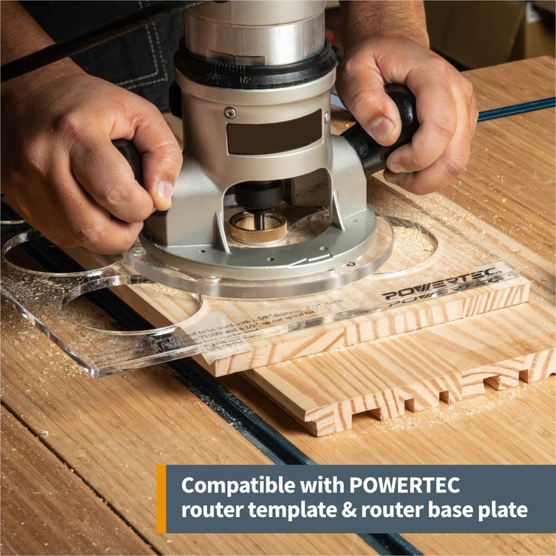 POWERTEC Router Guide Bushing Solid Brass 5/8", Short Shank Precision