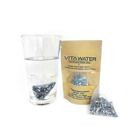 VitaWater Hot/Cold Glass Infuser Bottle with 2 VITA-Mineral Tea-BAG's. Purify, Mineralize, Alkalize, Magnetize, Energize and Infuse Your Water Bamboo LID Model (Bamboo Wood Lid)