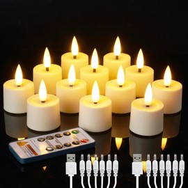 BEICHI Rechargeable Candles, Tea Lights Candles Battery Operated with Remote, Flameless Votive Candles with 2/4/6/8h Timer Flickering for Home Decor- Dia 1.5" x H 2.3"- 12 Pack