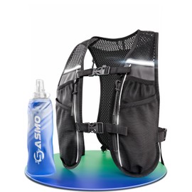 SASMO® Running Vest Women & Men 5L + 1 x 500 Soft Flask Running Vest Ultralight 270 g & Breathable Running Backpack Women & Men 8 Pockets Running Vest Men Hydration Vest Running Hydration Backpack