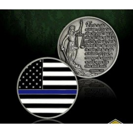 LAW ENFORCEMENT POLICE OFFICERS ROMANS 13:4 1.75" BLUE LINE CHALLENGE COIN