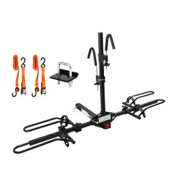MaxxHaul 50932 Hitch Mount Platform Style 2-Bike Rack for Cars, Trucks, SUVs, Minivans. Includes Hitch Tightener & 2 Sets of Ratcheting Tie Downs. Ideal for E-Bikes w/Standard Width Tires