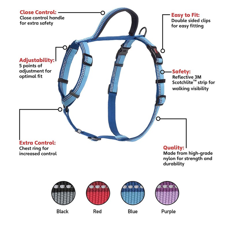 HALTI Walking Harness, Size X-Small, Blue, Best Lightweight Dog Harness
