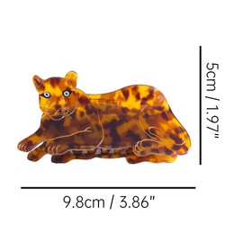 Funny Skulking Cheetah Hair Clip,Acetate Claw Clips,Big Hair Clips for Women,Fashion Hair Clips for Girl,Dark Tortoiseshell