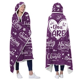 Bible Verse Fleece Wearable Blanket Hoodie - Inspirational Christian Gifts for Women Mom Sister Female Her Wife - Birthday Gifts for Women - Women Gifts for Christmas