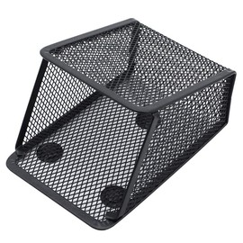 YUMUL Mesh Pen Holder, Magnetic Storage Basket Made of Metal, Black Magnetic Pen Holder, Suitable for Desks, Refrigerators, Cupboard Accessories, Office Storage Baskets, 9 x 6.8 x 13 cm