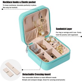 MODENGKONGJIAN Mini Jewelry Travel Case, PU Leather Travel Jewelry Organizer Box