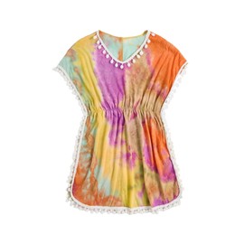 Milumia - Traje de baño para niña, diseño de teñido anudado, para cubrir la playa, Naranja, 7 Años