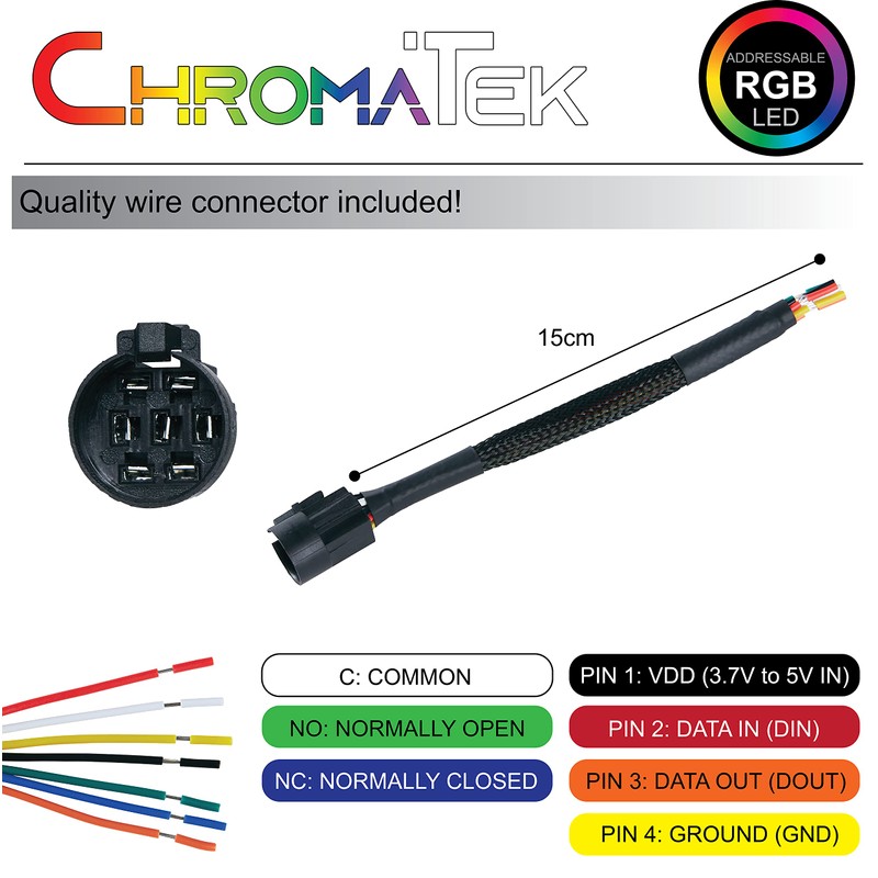 ChromaTek Full-Color RGB (WS2812) 19mm Latching Push Button Switch, Arduino,