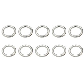 10 Pcs Spring O Rings, 40 mm Round Carabiner Snap, Zinc Alloy Buckle O Clips for DIY, Keyrings, Bags, Camping, Silver