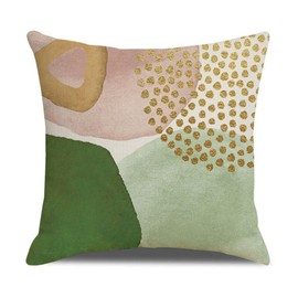 Throw Pillow Case Cushion Cover Set of 4 Linen Square Cushion Covers Decorations for Sofa Couch Bed 18" x 18" Cushion Covers Green