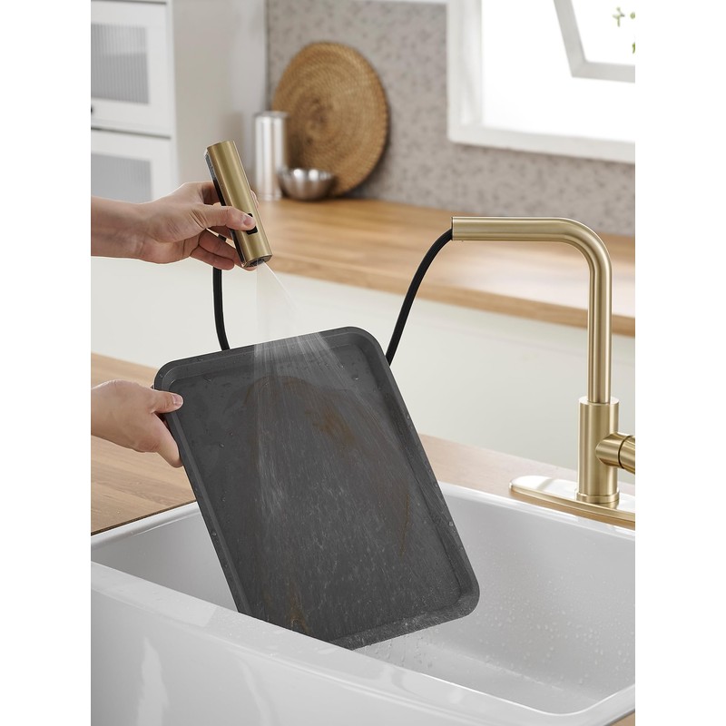 Gold Kitchen Faucets with Pull Down Sprayer,Waterfall Kitchen Sink Faucet,Commercial