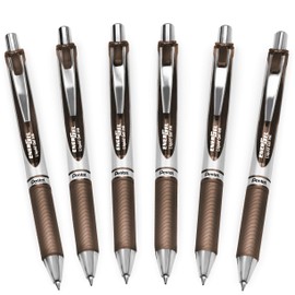 Pentel EnerGel XM BL77 - Retractable Liquid Gel Pen - 0.7mm - 54% Recycled - Sepia - Pack of 6