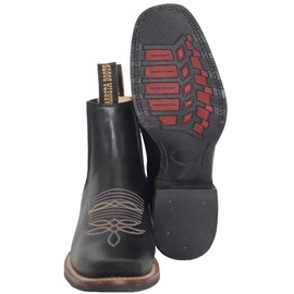 The Western Shops Men’s Short Ankle Western Rodeo Cowboy Boots (9.5, Black)