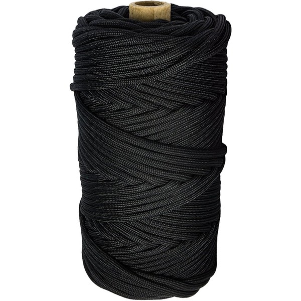 Black 550 LB Type III Commercial Paracord Tube - 100% Nylon Made in USA - 300 Feet
