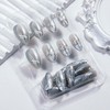 Silver Press on Nails Medium Almond Fake Nails Metal Chrome