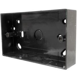 Black Pattress Box Double 32mm PVC Surface 2 Gang with Lnockouts for 20mm Conduit and 25x16mm Mini Trunking (1)