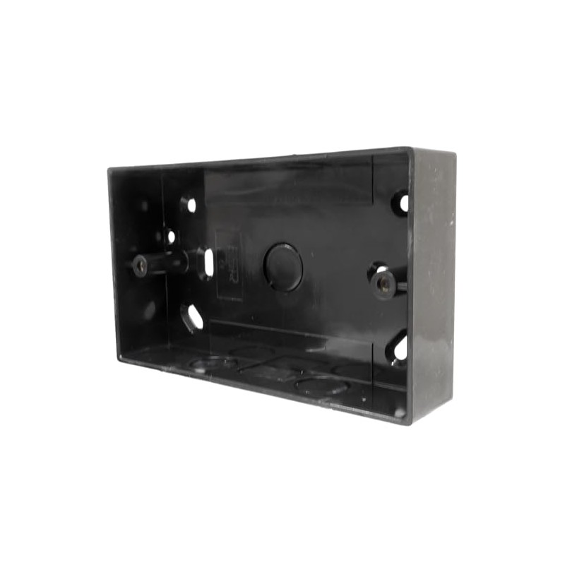 Black Pattress Box Double 32mm PVC Surface 2 Gang with
