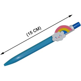 Maydahui Cute Animal Knock Type Ballpoint Pens, Set of 12, 0.5mm, Oil-based, Blue Ink, Rabbits, Frogs, Monkeys, Pigeons, Wings, Rainbow, Stylish, Stationery, Kids, Students, Gifts, Present