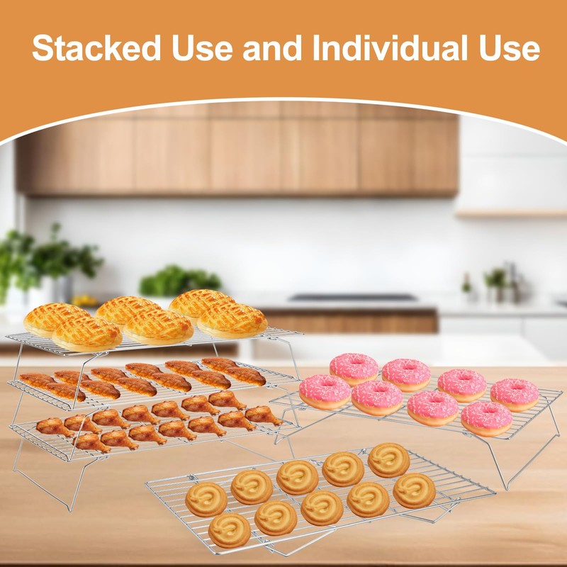 Cooling Rack for Baking 3 Tiers, 16" x 10" Cookie