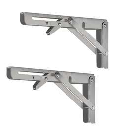 MIKMAYTOO Stainless Shelf Brackets - Heavy Duty Stainless Steel Collapsible Shelf Bracket for Bench Table, Space Saving DIY Bracket, Max Load: 550lb (14 INCH-2PCS)