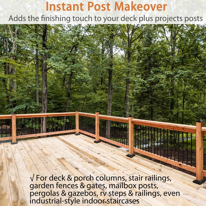 Deck Post Skirt Trim 3X3IN Black, 2 Pack Aluminum Porch