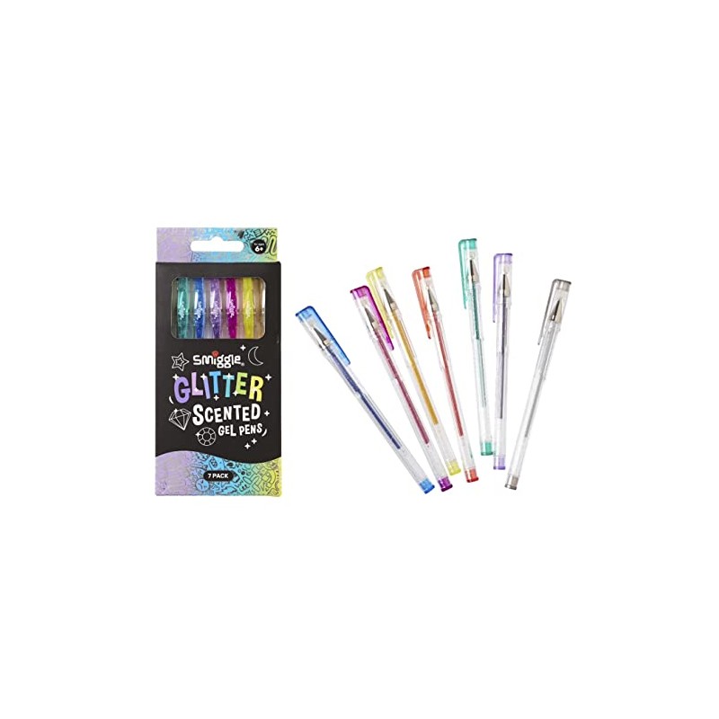 Smiggle Rollerball Gel Pens x7 Pack Glitter Scented Multicoloured