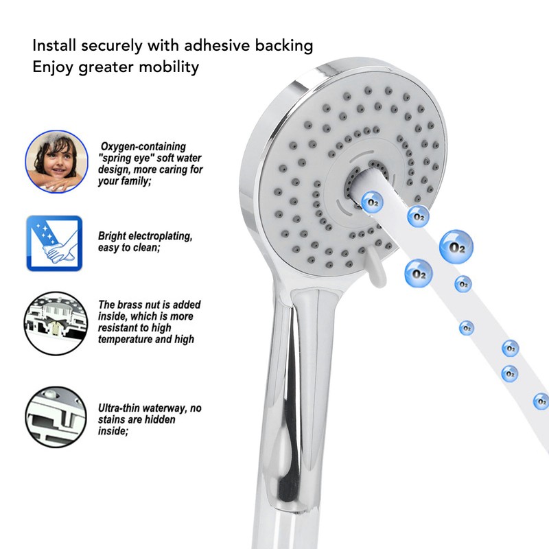 Handheld Shower Head Female Male Thread G1/2 Supercharged Punching Free