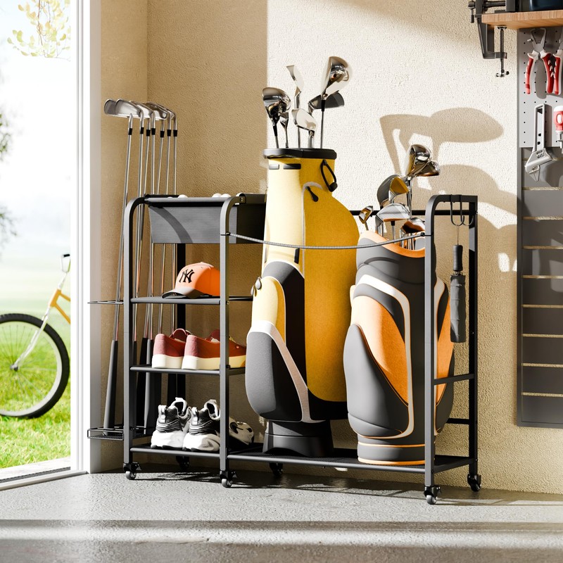 niffgaff Golf Bag Organizer Golfing Storage Stand for Garage Golf