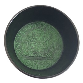Large Tibetan Singing Bowl Set Buddha OM Mani Style With Cushion & Mallet For Meditation & Yoga - PREMIUM QUALITY - JIVE BRAND (Large - 7 Inches, Green)