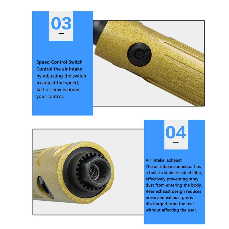 1/4 Inch Air Powered Die Grinder, 25000RPM, Pneumatic Straight Die