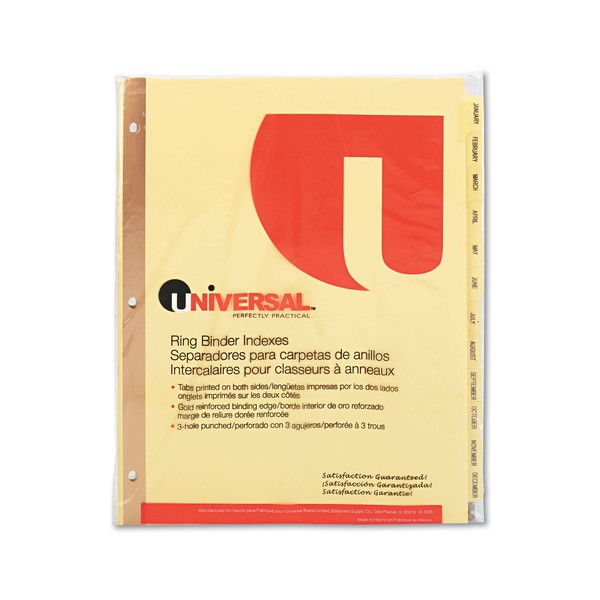 Universal Products - Universal - Plastic-Coated Tab Dividers, 12 Month