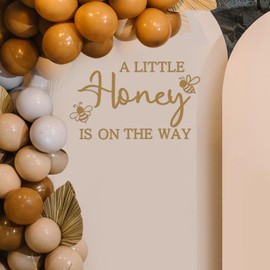 Ramciyo A Little Honey is on The Way Baby Shower Party Decal Sign, Bee Baby Shower Sign Vinyl Decal, Honey Bee Themed Gender Reveal Girl or Boy Baby Shower Decal Sign, Baby Shower Balloon Arch Decal