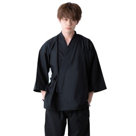 Kyoto Kimonomachi Men's Samue, Work Clothes, Black, Brown, Blue, Red, Green, 4 Sizes - Casual blk