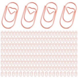 Pack of 200 Paper Clips Heart Paper Clips Metal Paper Clips Heart Rose Gold Paper Clips Love Small Paper Clips for Wedding Office School and Organisation of Personal Documents