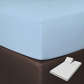 G BETTWARENSHOP Boxspring Split Fitted Sheet, Light Blue, 180 x 200 - 200 x 220 cm