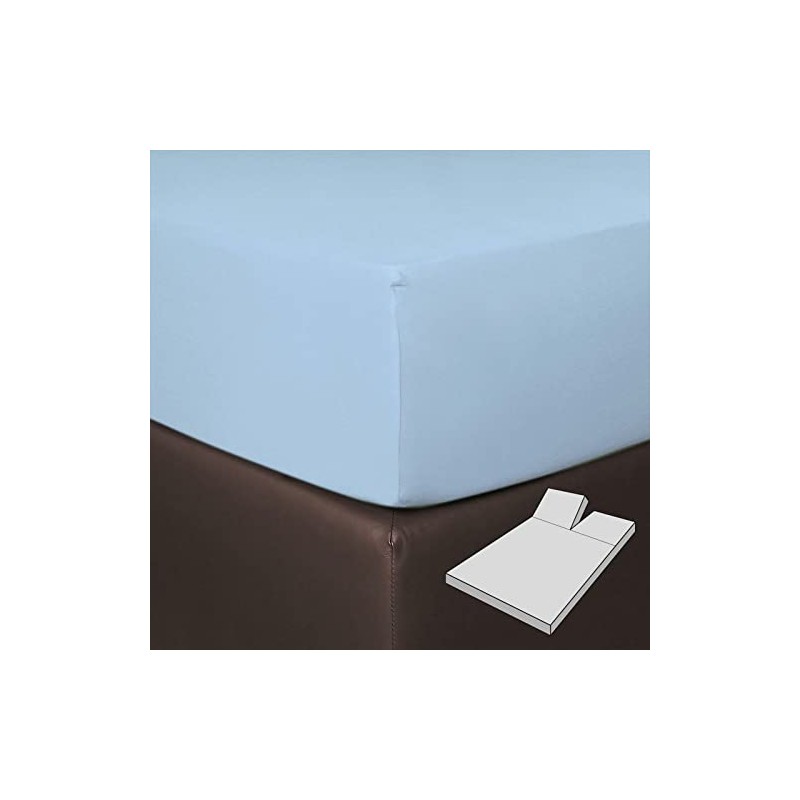 G BETTWARENSHOP Boxspring Split Fitted Sheet, Light Blue, 180 x