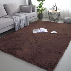 lekeplus Rugs Living Room Large Rugs Bedroom Anti Skid Rug Shaggy Soft Rug for Living Room Bedroom Play Area Kids Room Luxury Decorative(Brown 60x180cm)