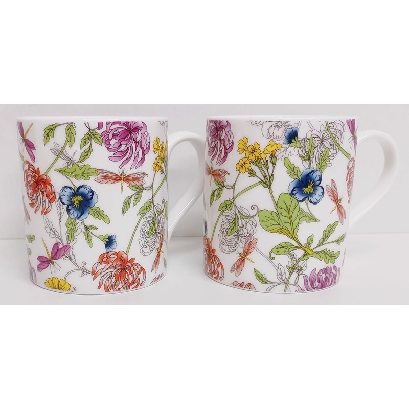 Rainbow Decors Japanese Garden & Dragonflies Mugs Set of 4
