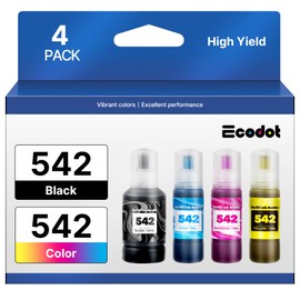 542 Pigment Ink 542 Refill Ink Bottle for Epson 542 Ink Refill Bottles for Ecotank Used for Pro ET-5800 ET-5850 ET-5880 ET-16600 ET-16650 (1 Black,1 Cyan,1 Magenta,1 Yellow,4 Pack)