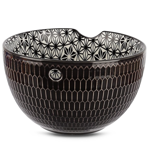 Aeelike Black Large Ceramic Yarn Bowl, Elegant Portable Ceramic Yarn Bowl Holder, Round with Holes, Handmade Wool Bowl, Yarn Bowl, 15.5 x 9.5 cm for Knitting, Crochet, Accessories, DIY Gifts