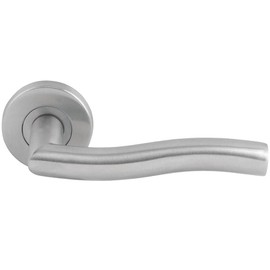 Designer Levers - Spiral Lever on Rose Door Handle - Satin Stainless Steel - 1 Pair - Fixings Included