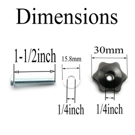 Pro Bamboo Kitchen 8 sets T-Track Knobs Kit Galvanized Iron Screw 1/4-20 * 1-1/2" and 1/4" Black Hex Hand Nut Plus 1/4" Galvanized Iron Flat Washer