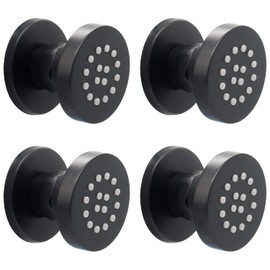 HOMEDEC 2inch Round Brass Showerhead Shower Jet Massage Spa Body Sprays Wall Mount, 4pcs, Matte Balck