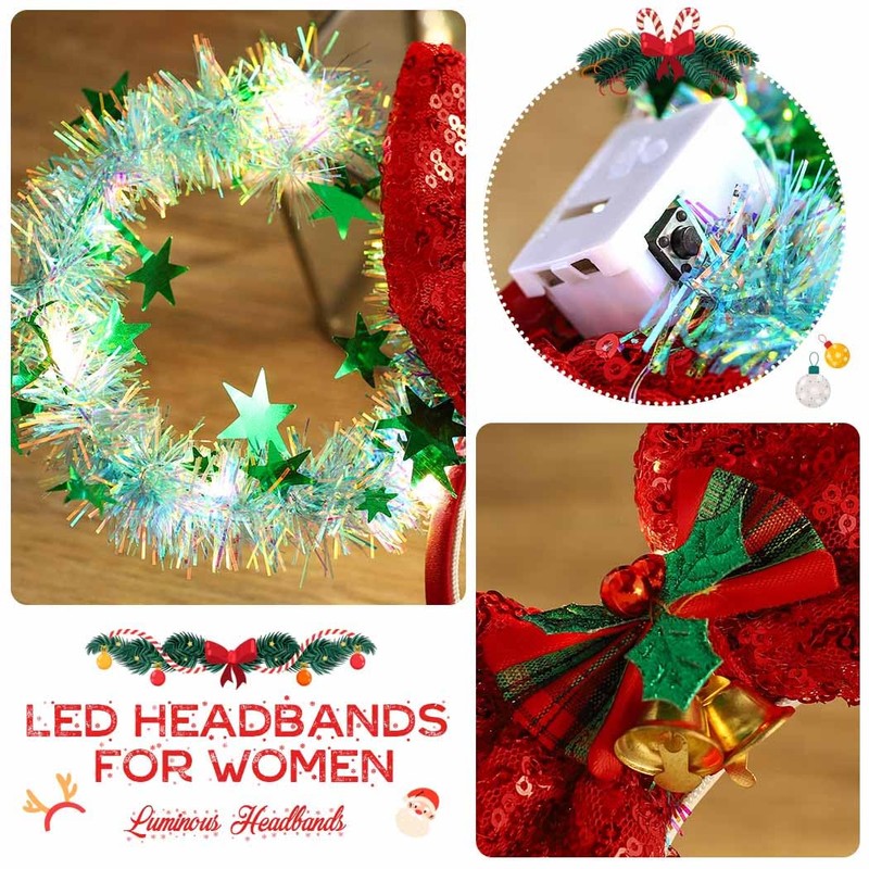 Reaky Christmas Headbands, Christmas Headpieces, Hair Accessories for Women (Green,