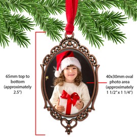 Make Your Own Old Fashioned Mini Copper Photo Christmas Ornaments Kit 6 Vintage Victorian Ovals for Small and Mini Trees