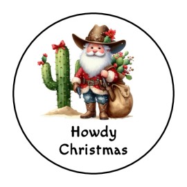 Unbranded 30 Howdy Christmas western cowboy santa envelope seals stickers labels tags