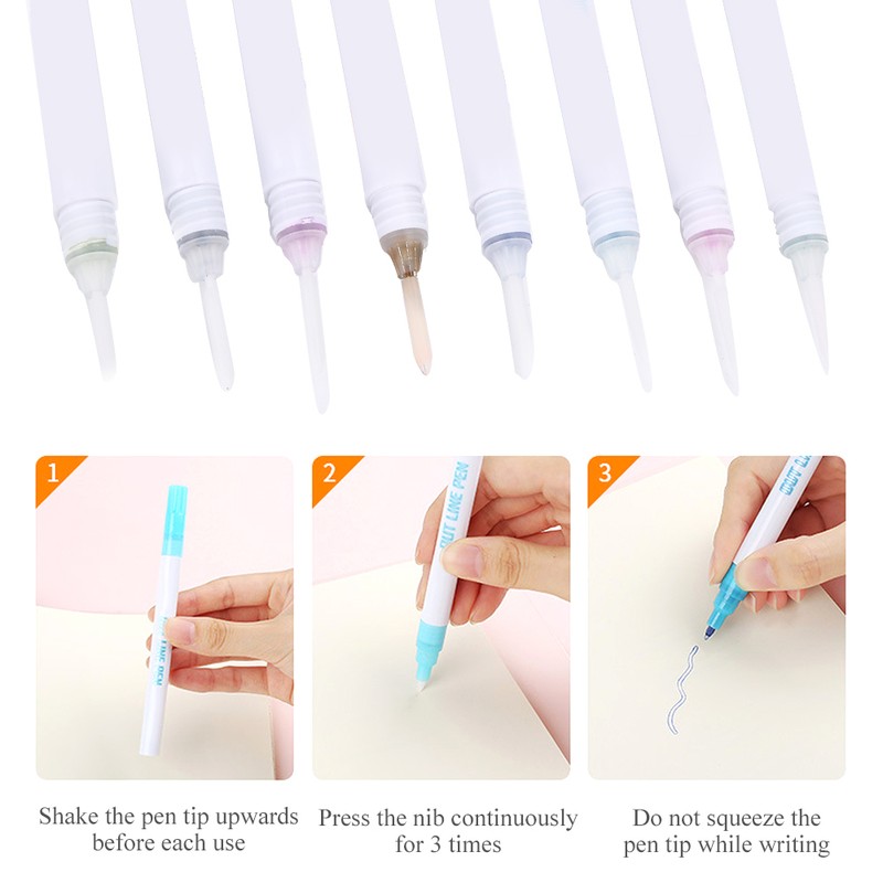 8 Pcs Outline Pen Writing Drawing 1~2mm Double Line Coloured